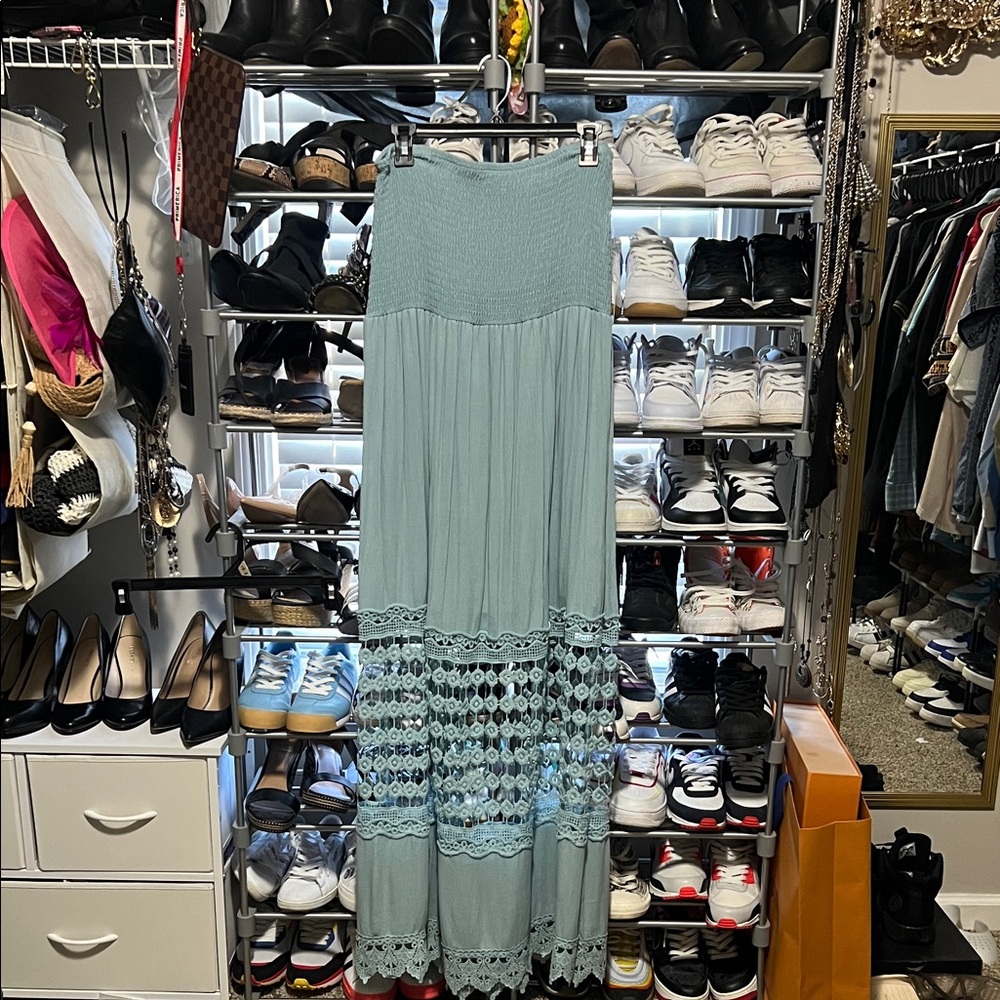 Aqua Sleaveless Maxi Dress
 - Women